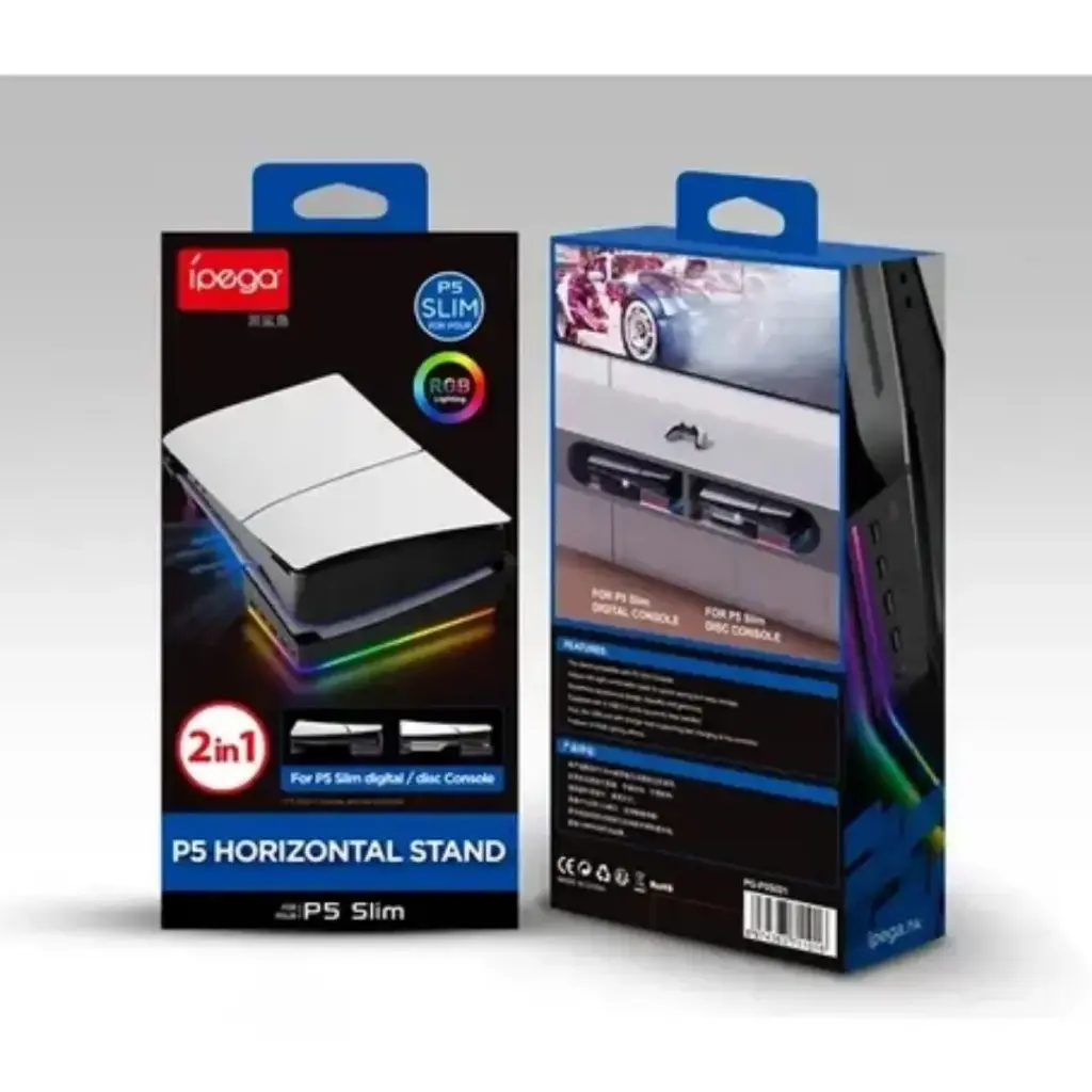Base Refrigerante  Horizontal Para Ps5 Ipega Con Puertos Usb Con Luz Led Color Blanco