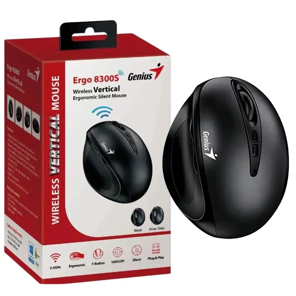 Mouse Ergonómico Inalámbrico Genius Ergo 8300s Black