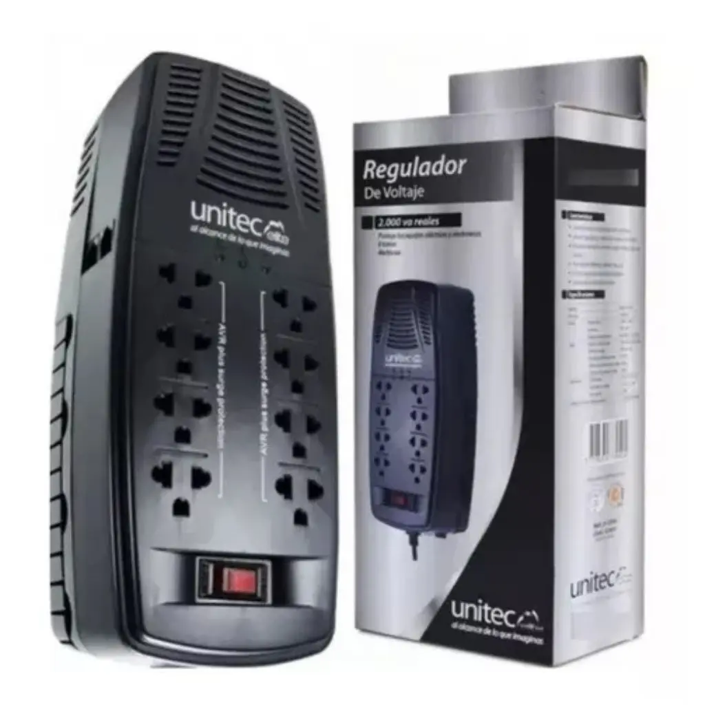 Regulador De Voltaje Automático Unitec 8 Tomas 2000va /1000w