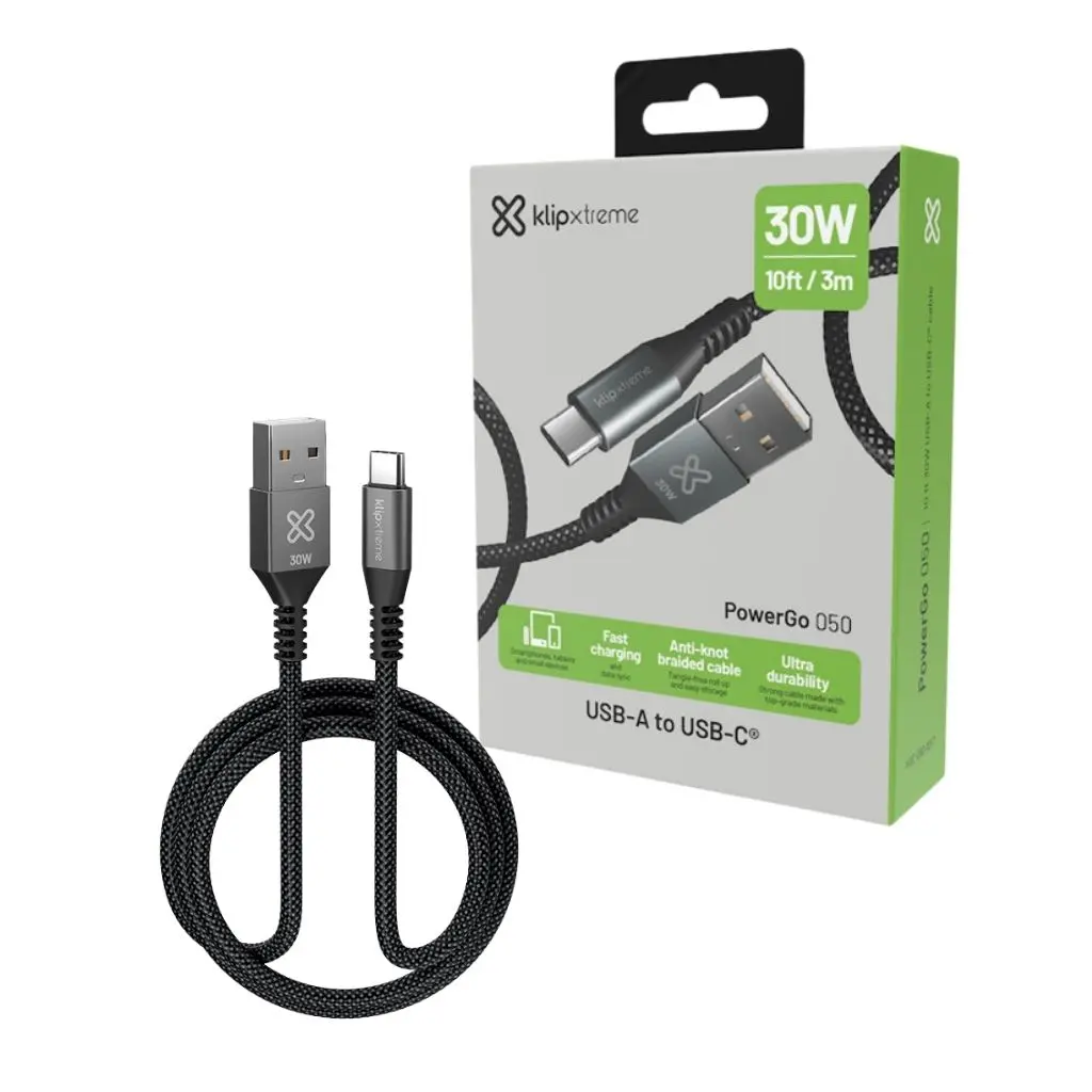 Cable USB A a Tipo C Klip Extreme 3mts 30w