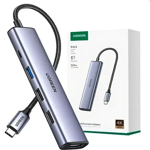 Adaptador HUB USB-C 5 En 1 UGREEN Multipuerto Aluminio Usb 3.0 HDMI 100w