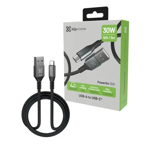 Cable USB A a Tipo C Klip Extreme 3mts 30w